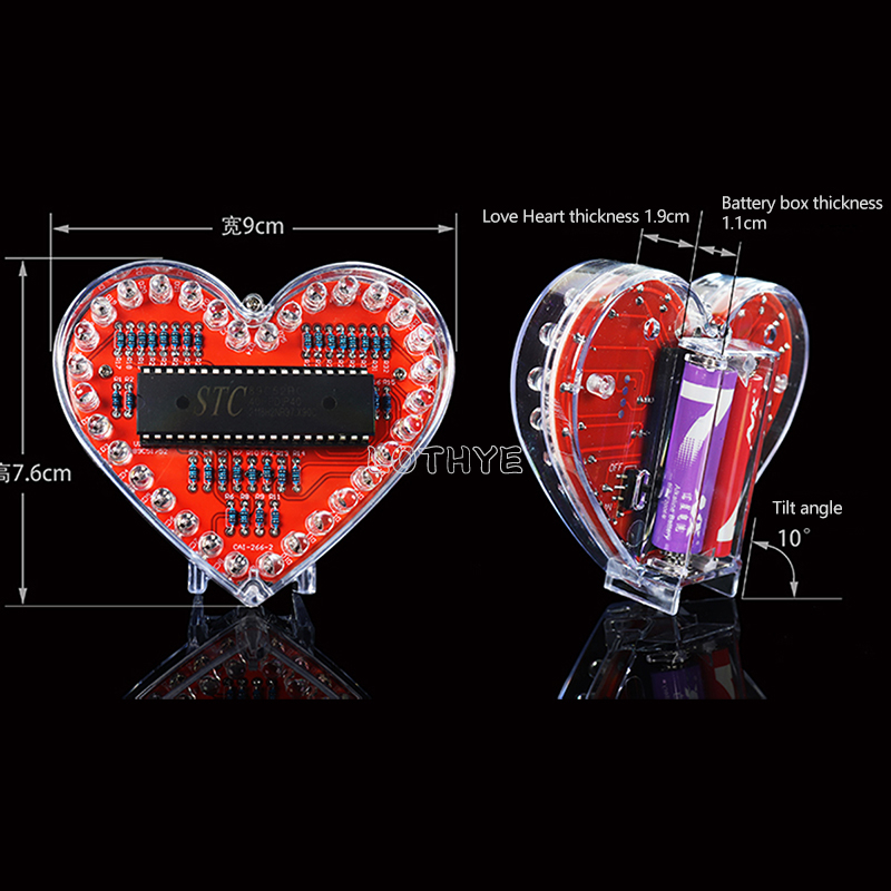 متعدد الألوان LED شكل قلب تدفق - مراجعة Microcontroller Kit وسعره